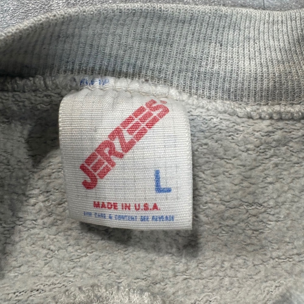 Vintage Jerzees Timber Wolf Sweatshirt Mens Large Gray Made in USA Raglan 90s - Picture 3 of 6